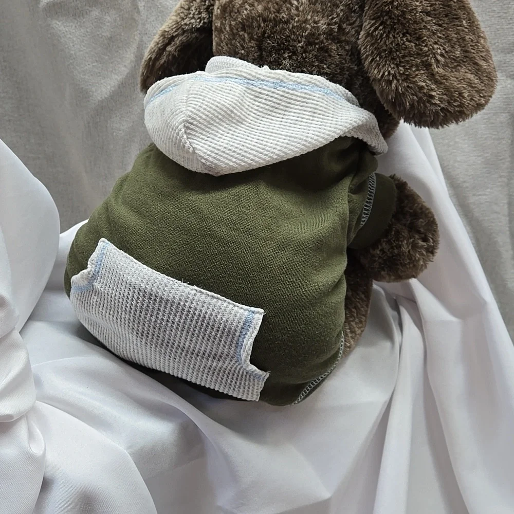Doggy, Hooded Sweatshirt, Pup Crew, Front Pocket, Olive Green, Knit, Stretch