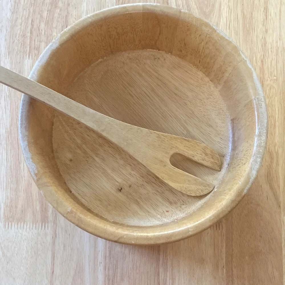 Dansk Natural Wood Serving Bowl and Fork Set