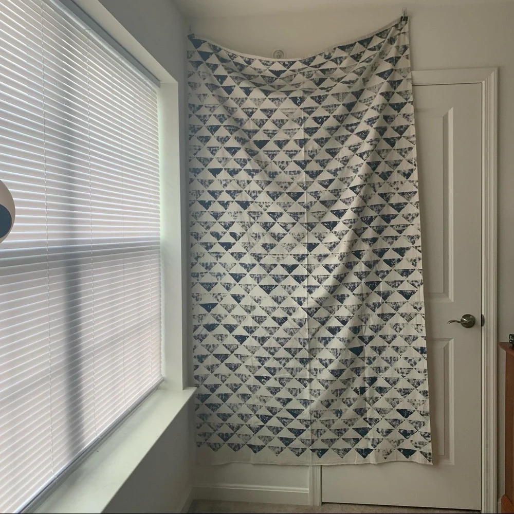 Handmade Blue Triangle Print Tapestry