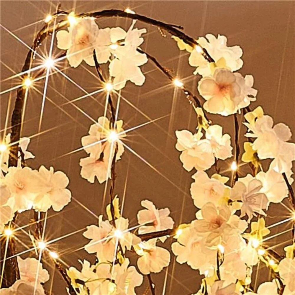 Lighted Garland Spring with Cherry Blossom 96 Fairy Lights 6FT for Mantle