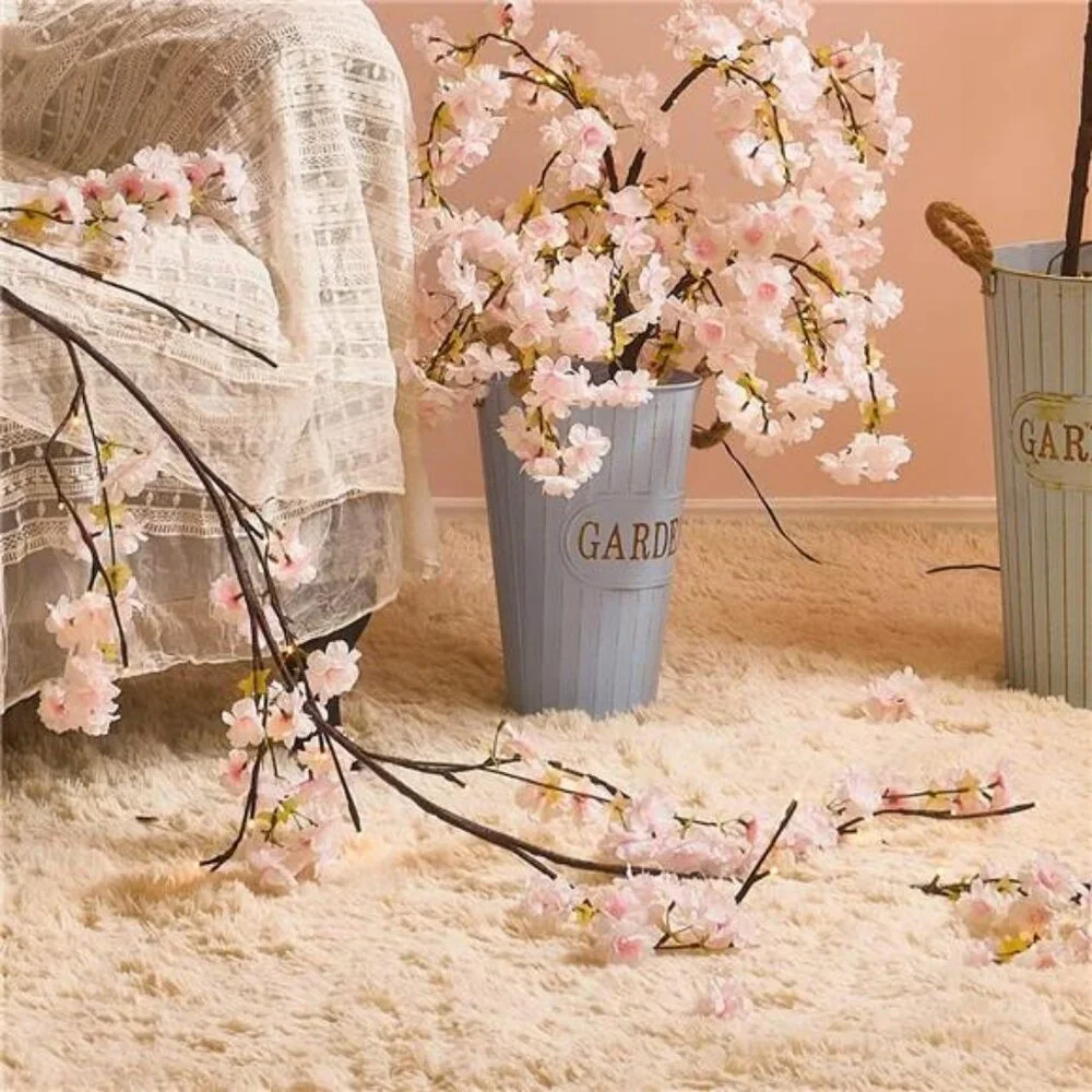 Lighted Garland Spring with Cherry Blossom 96 Fairy Lights 6FT for Mantle