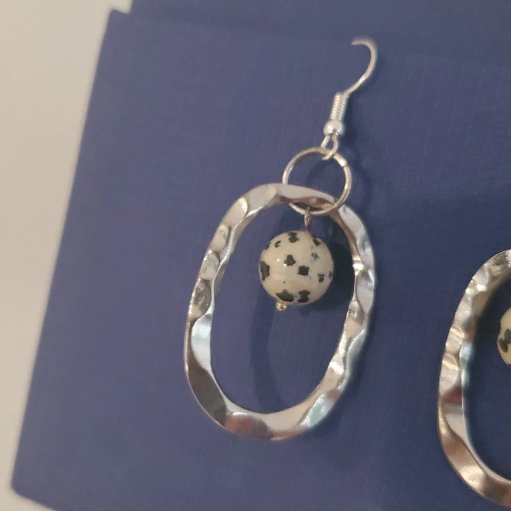 Hammered Silver-tone Dangle Earrings silver tone