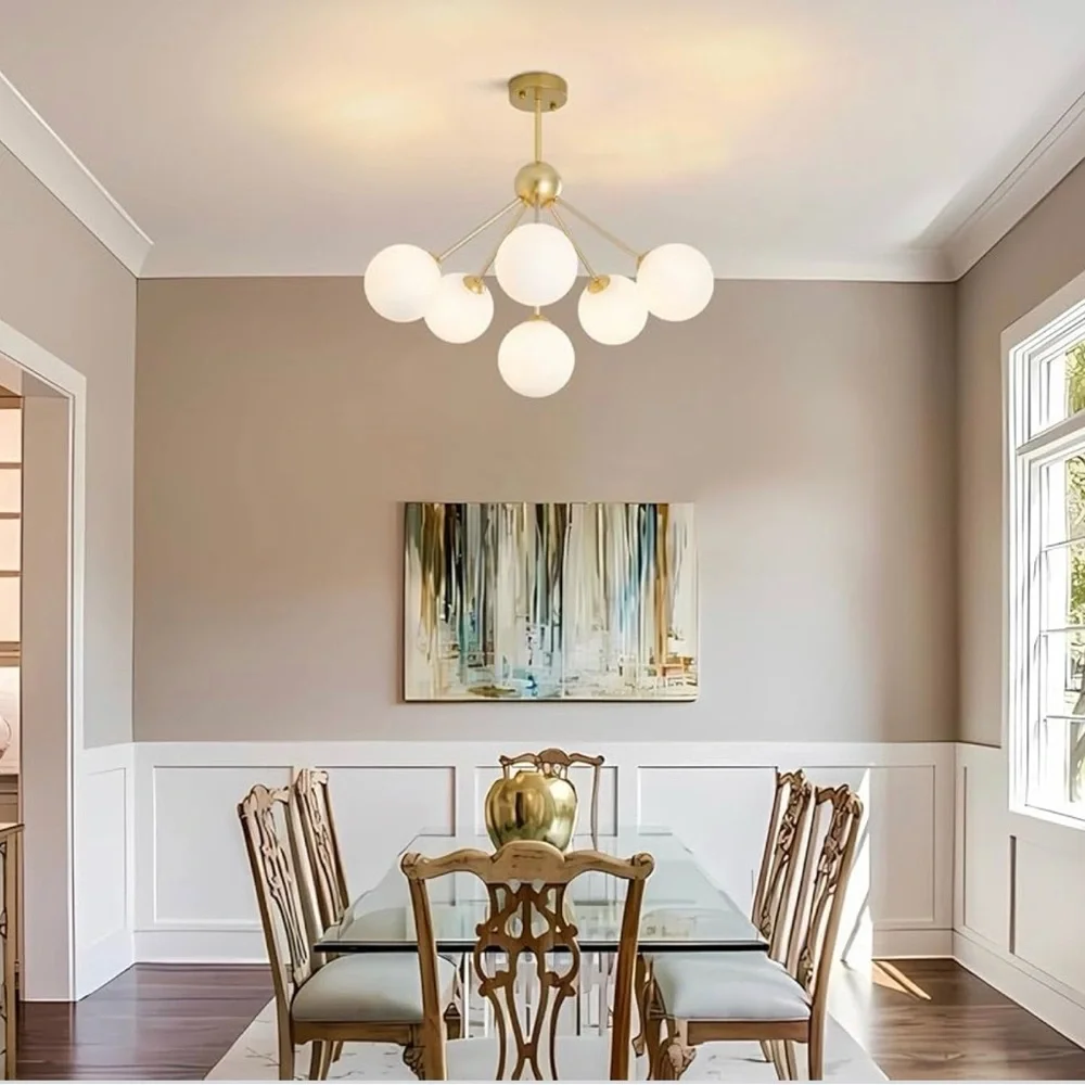 Elegant Gold and White Chandelier