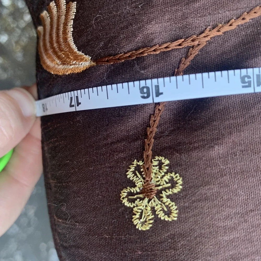 Stratford Home Embroidered Accent Pillow Brown Floral Botanical