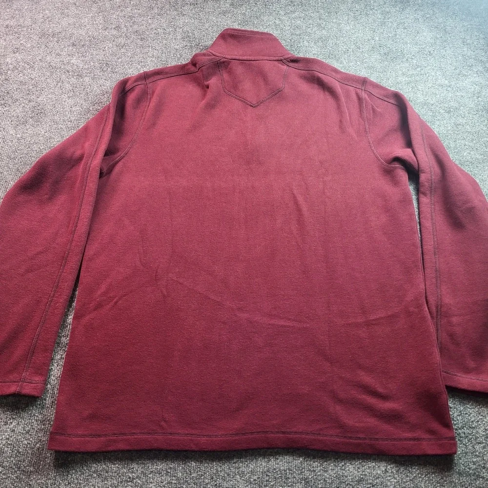 Eddie Bauer Mens TXL Pullover 1/4 Zip Mock Neck Burgundy Long Sleeve