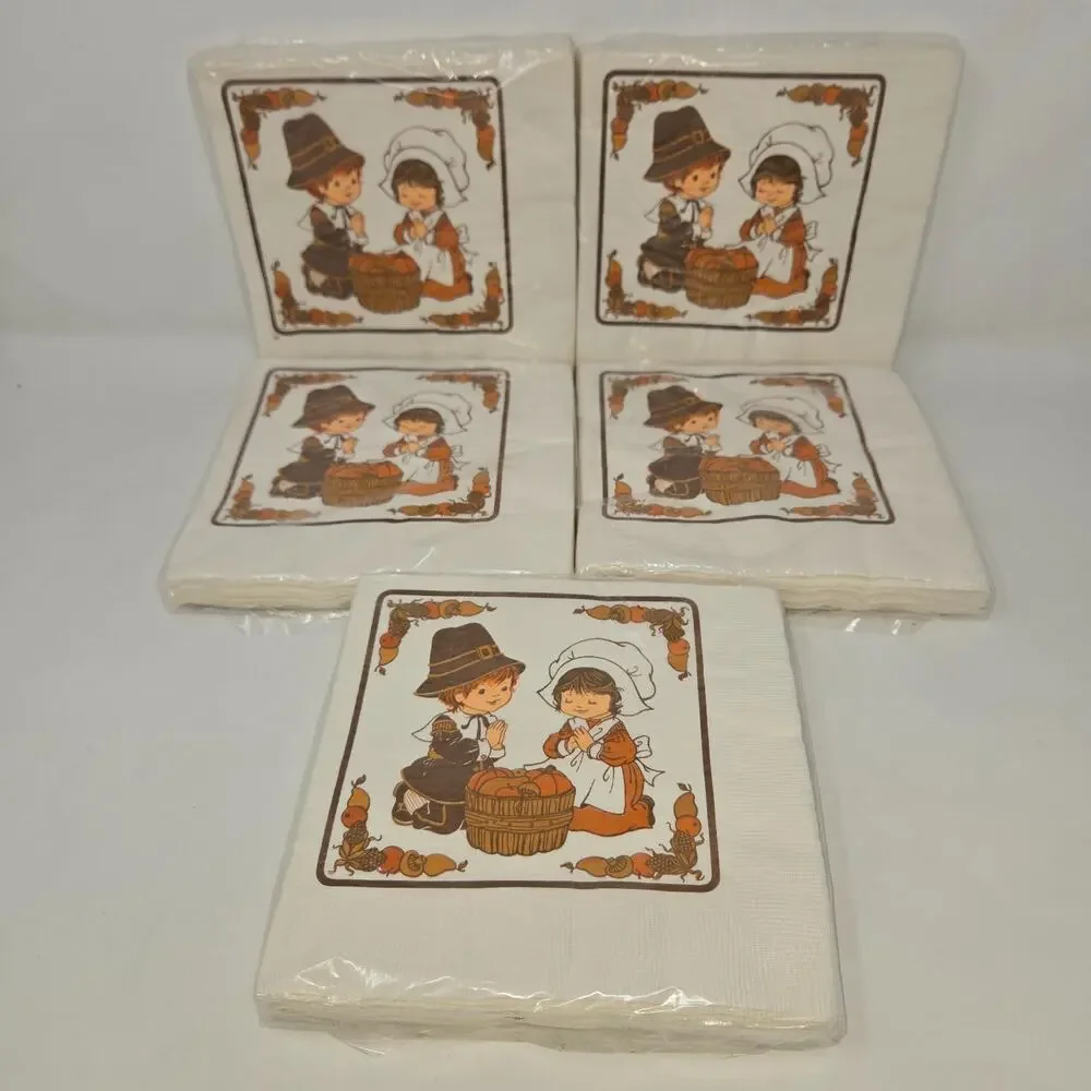 Hallmark Thanksgiving Luncheon Napkins Vintage 75 Napkins 5 Packs 65TNK 2-4