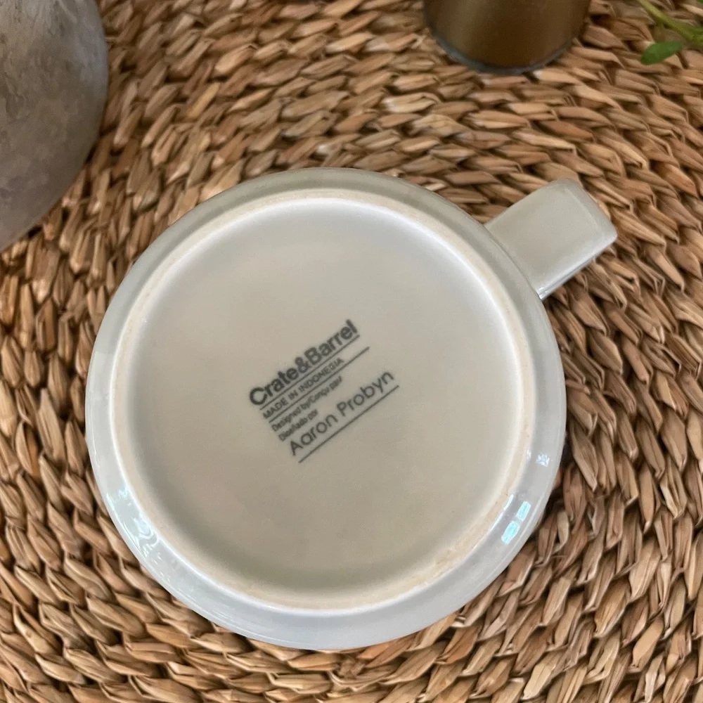 Crate & Barrel HUE Light Gray Mug by Aaron Probyn Grey Coffee Cup Indonesia