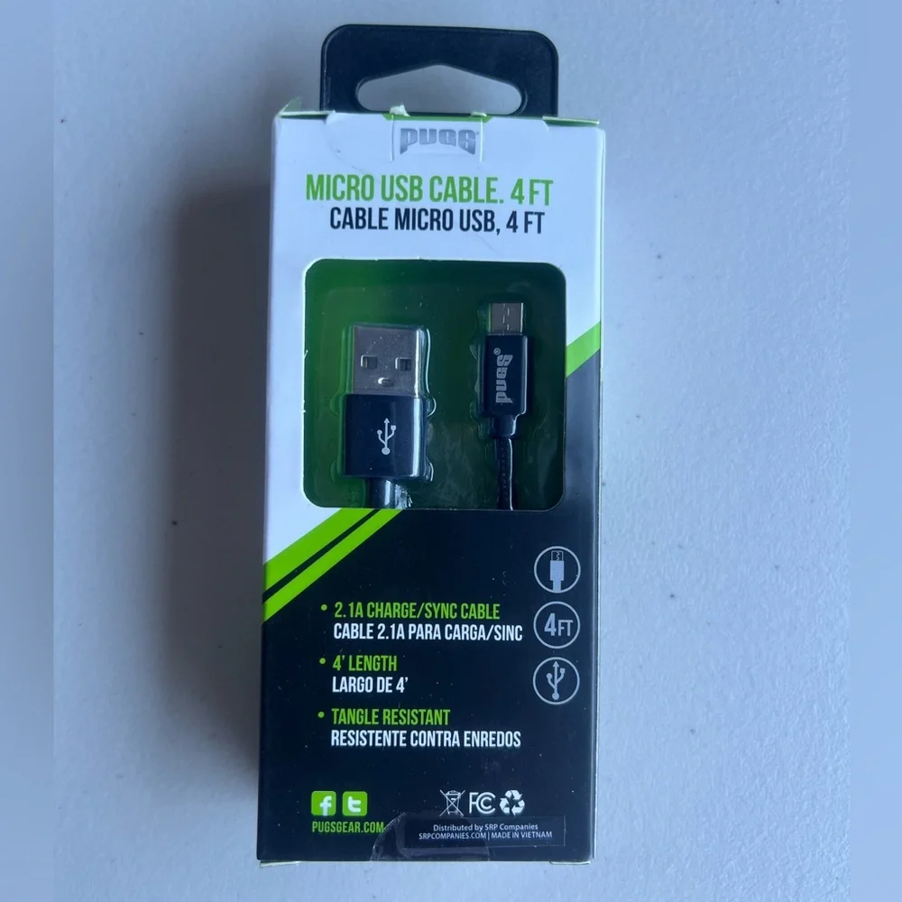 Black Micro USB Cable, 4 FT