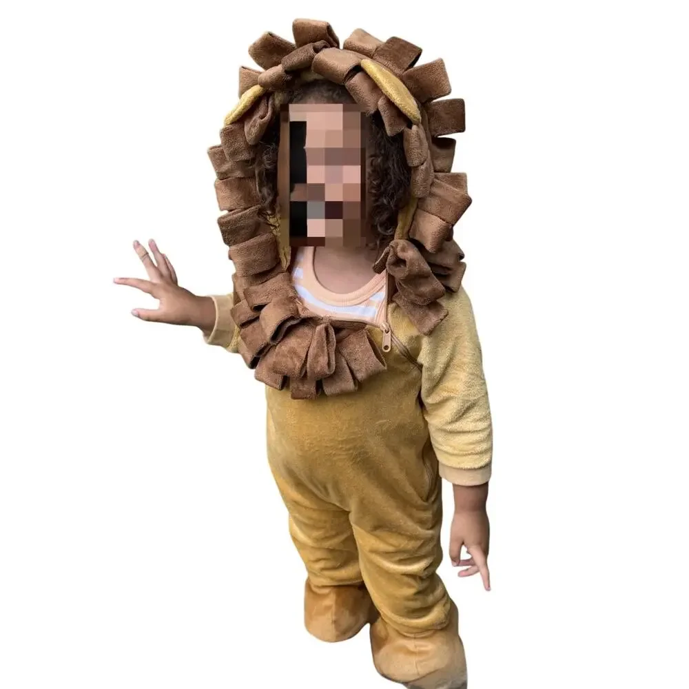 Lion Halloween Costume One Piece Zip-up With Hood Tail Size 12-24 Months