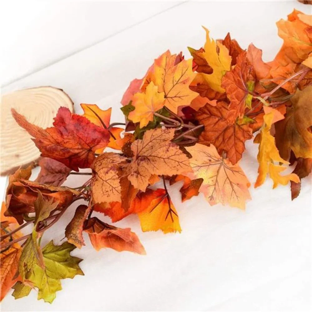 2 Pack Fall Maple Leaf Clearance, 5.9Ft/Piece Hanging Vine Garland Artificial