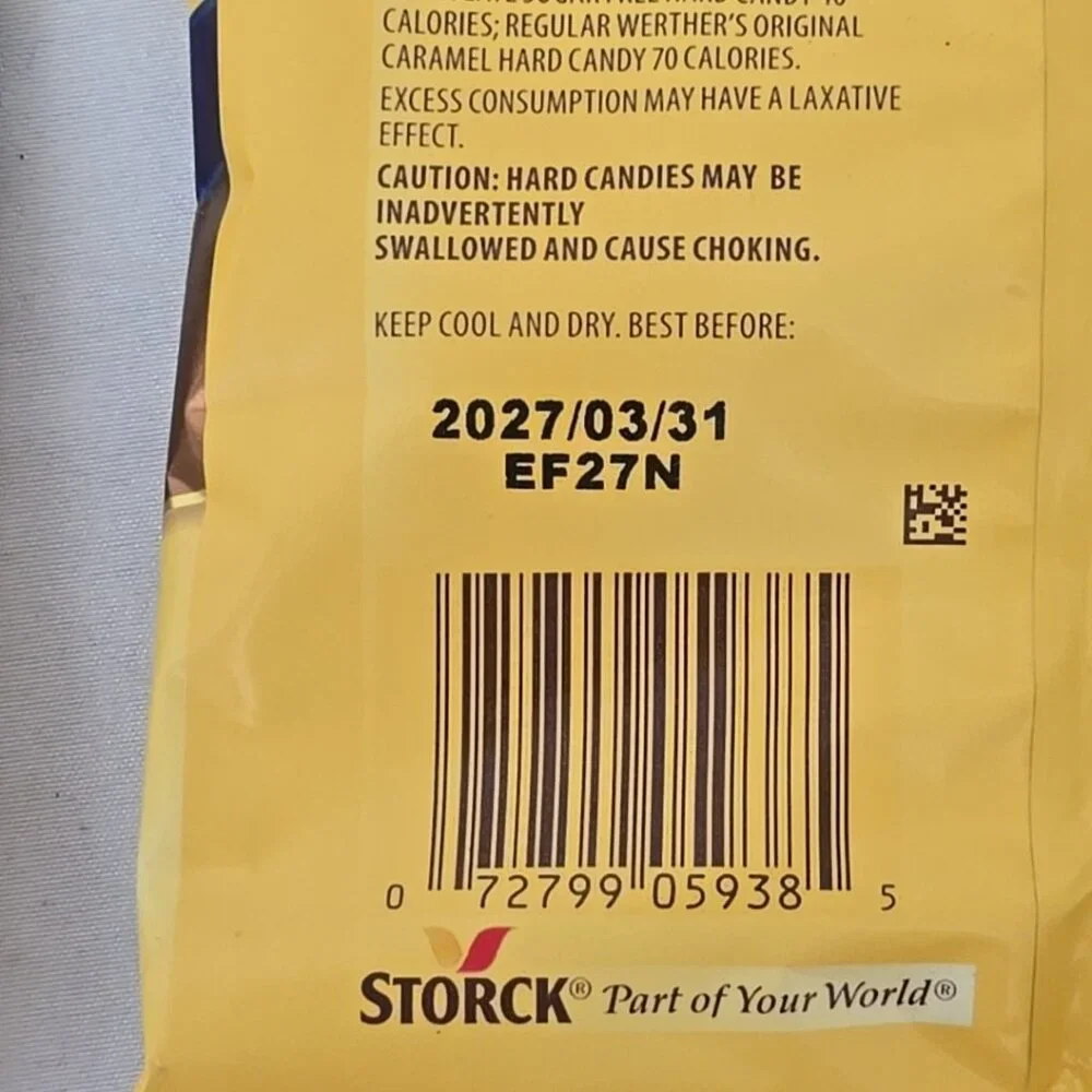 4 PACK Werther's Original SUGAR FREE CARAMEL CHOCOLATE Hard Candies 1.46oz bag/e
