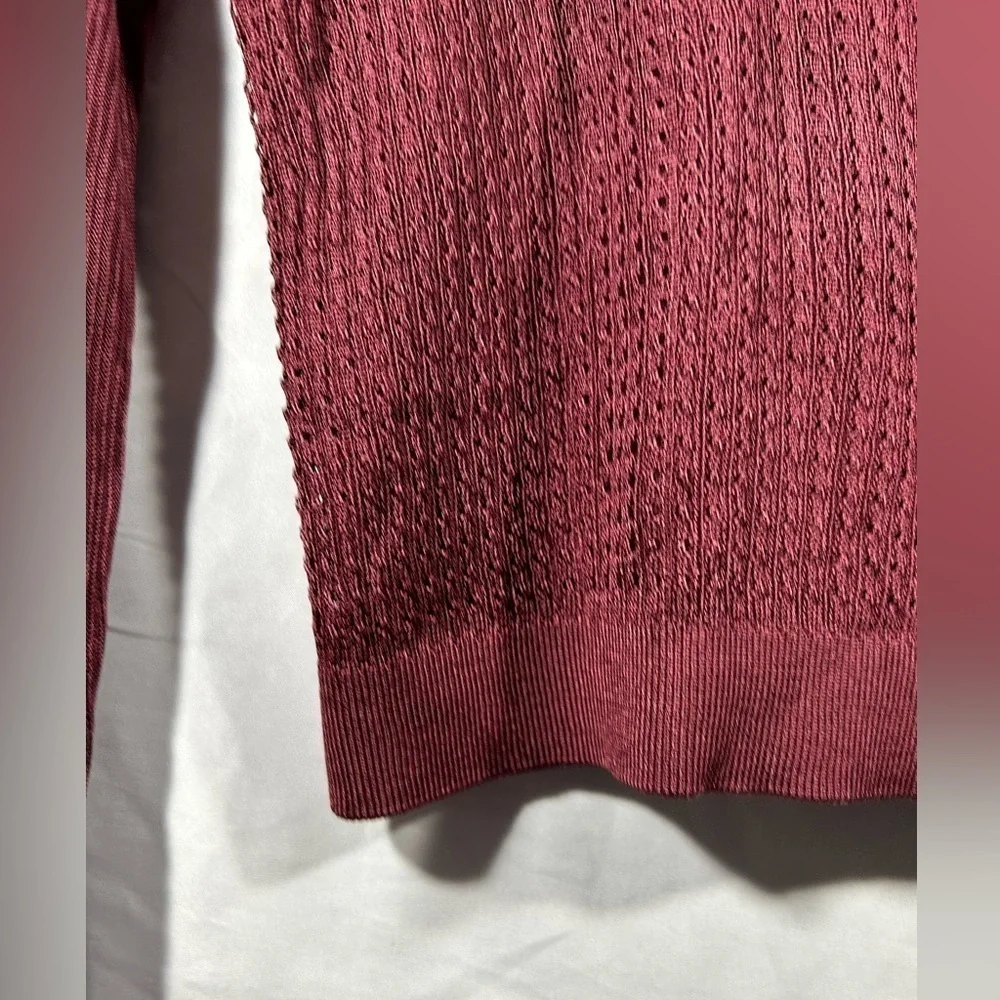 Free People H20 Crew Pullover Sweater Womens Open Knit Ribbed Mesh Sz Medium
