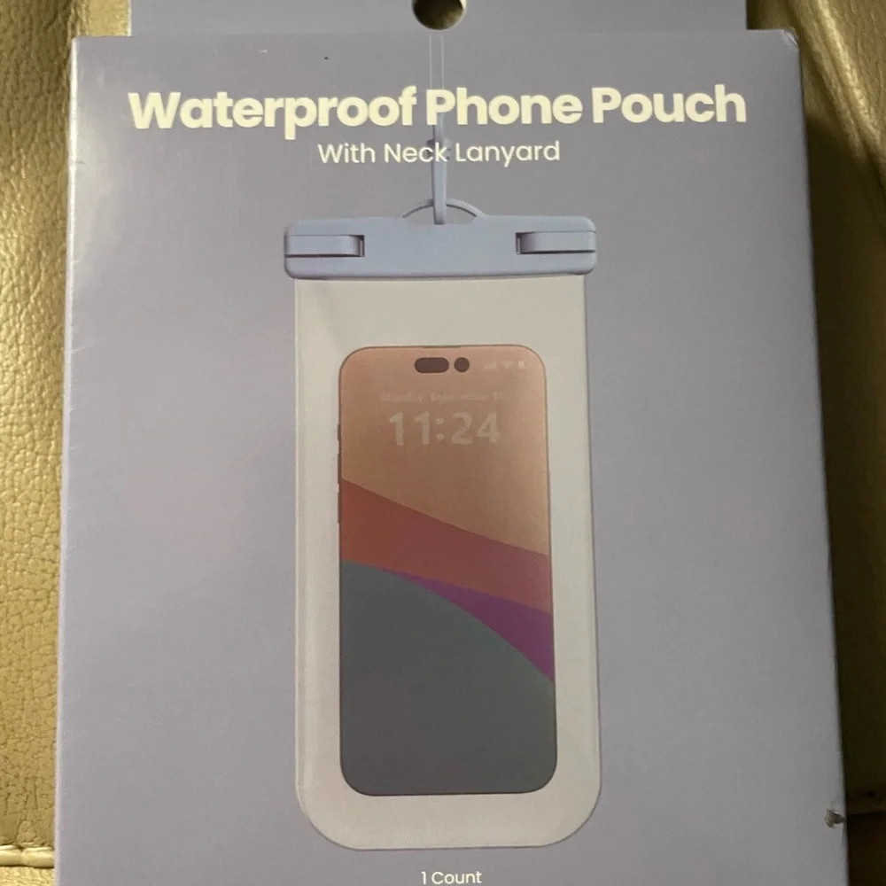 Waterproof Phone Pouch with Neck Lanyard Blue Purple Top NWT Protection Swim