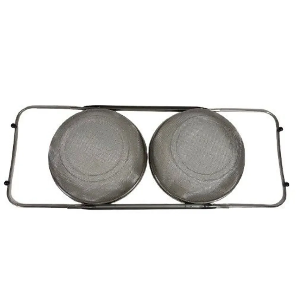 Stainless Wire Mesh Expandable Over-the-Sink DOUBLE Kitchen Colander / Strainer
