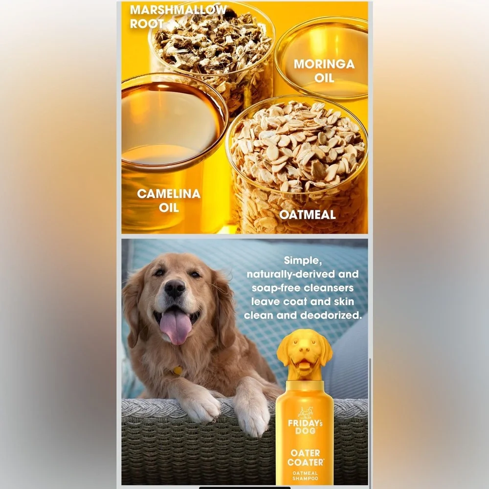 Friday’s Dog Shampoo 12oz Oater Coater Vitamins Cruelty Free Almond Honey Scent