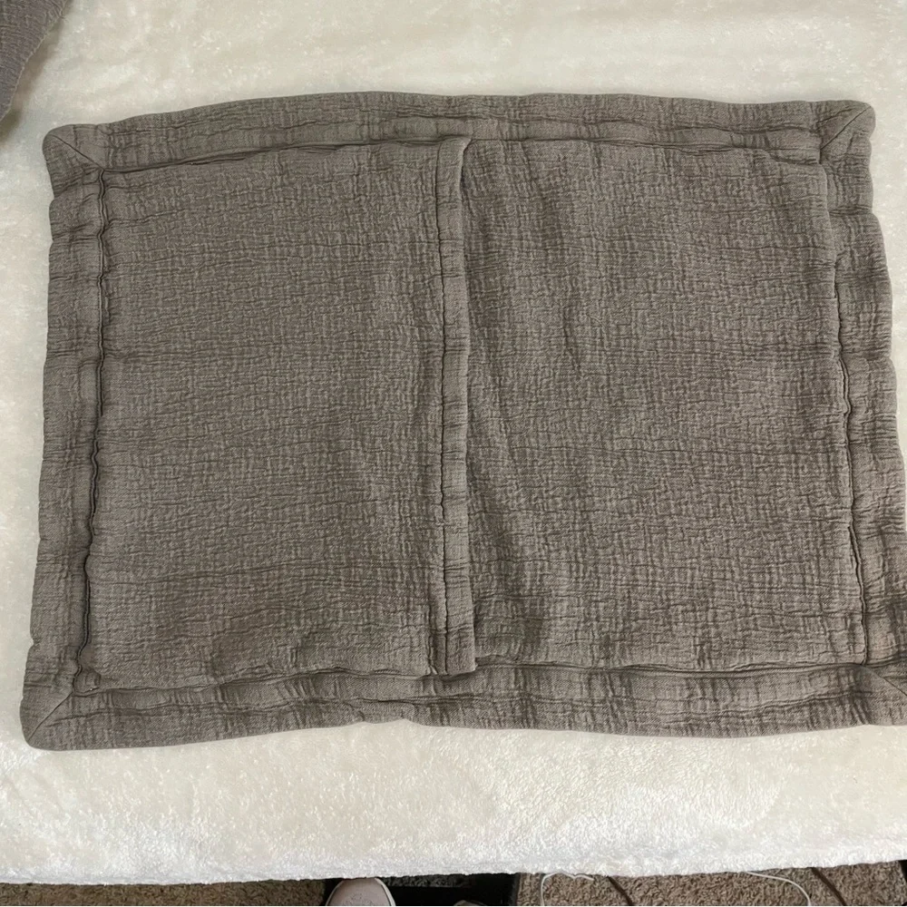RH Restoration Hardware Gray Pair Cotton Linen Blend Standard Sz Pillow Shams