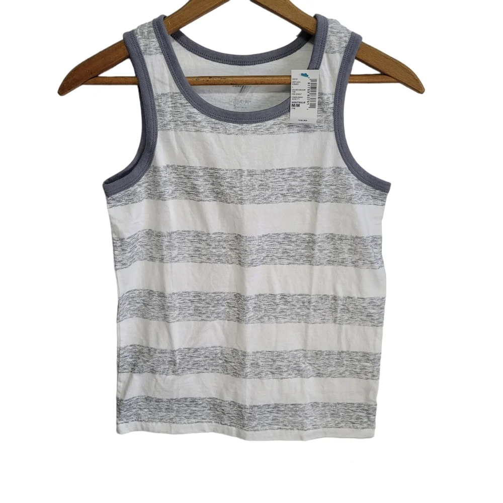 The Children's Place Boys Sleeveless Grey And White Shirt M NWT