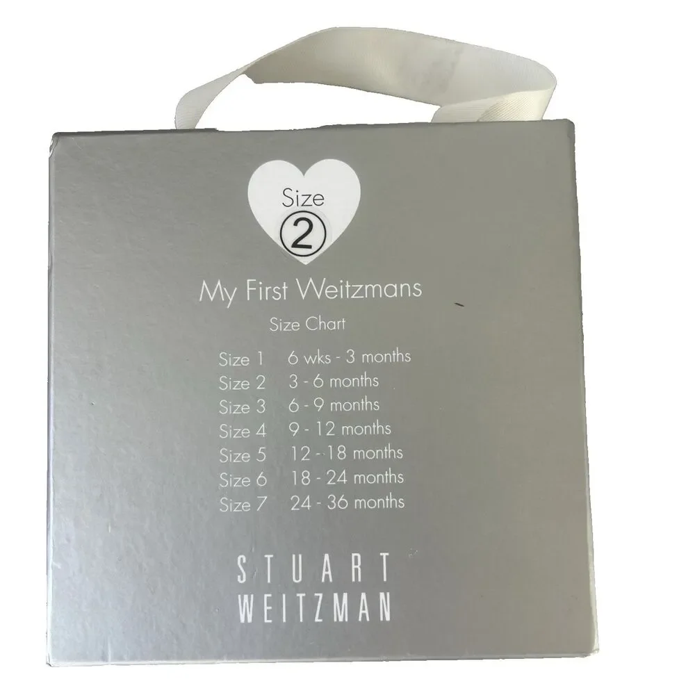 Stuart Weitzman Baby Paliava Silver Black Baby Ballet Shoes w/Bow Sz 2 3-6M NEW