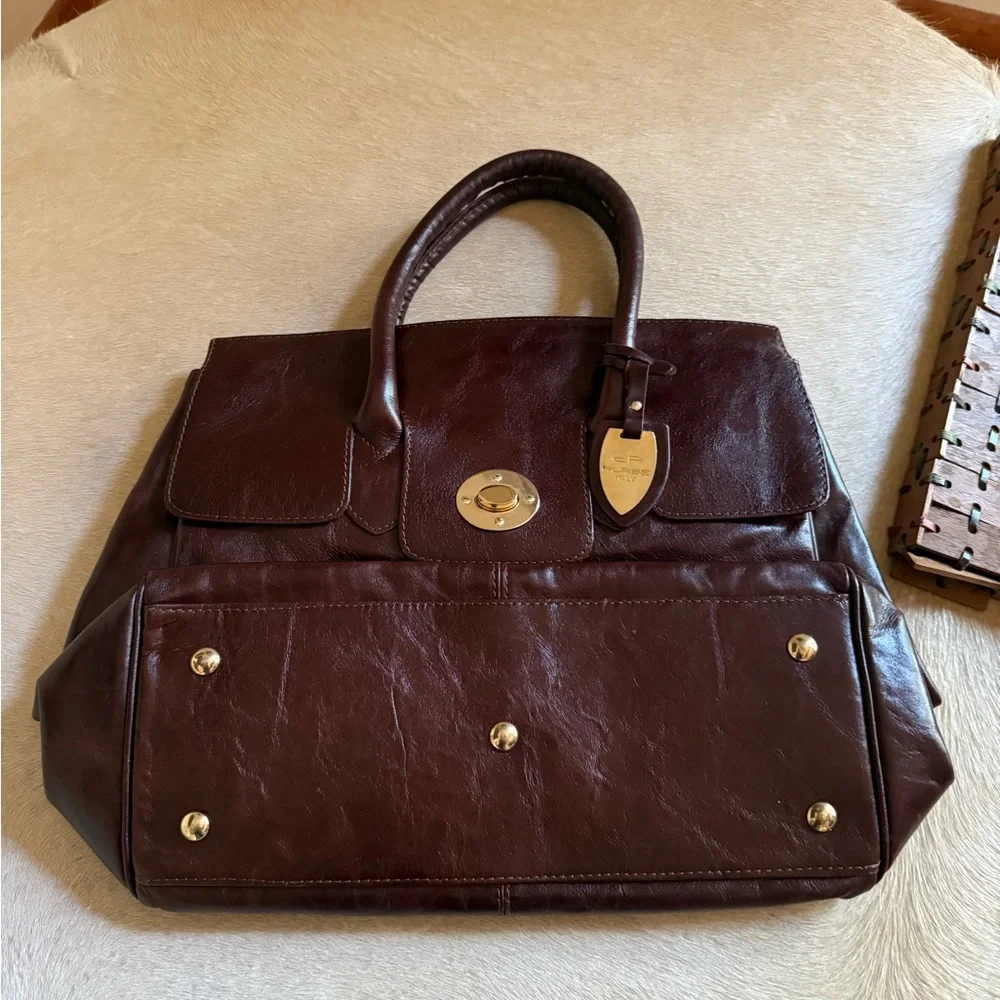 DP purse- Italian chocolate leather gold hardware