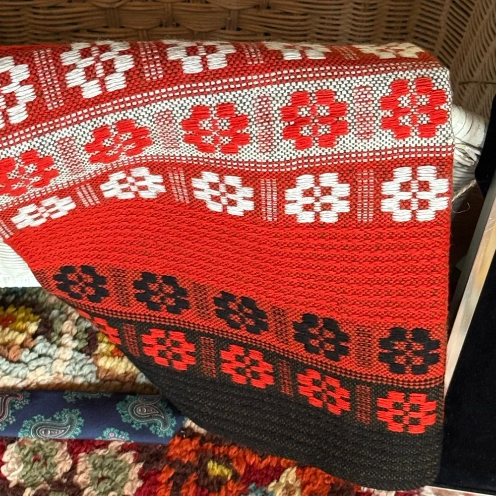 Red and Black Floral Knit pillowcase 15” X 12”