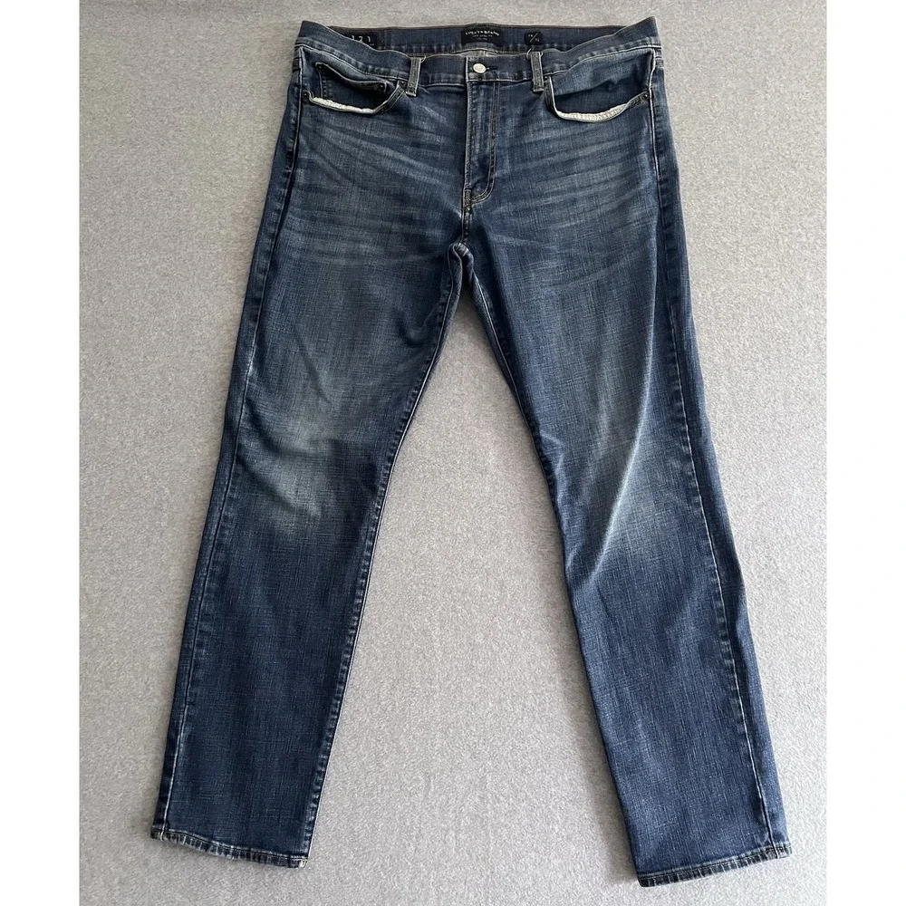 Lucky Brand Jeans Mens 38x32 121 Slim Straight Blue Denim Dark Wash Stretch Work