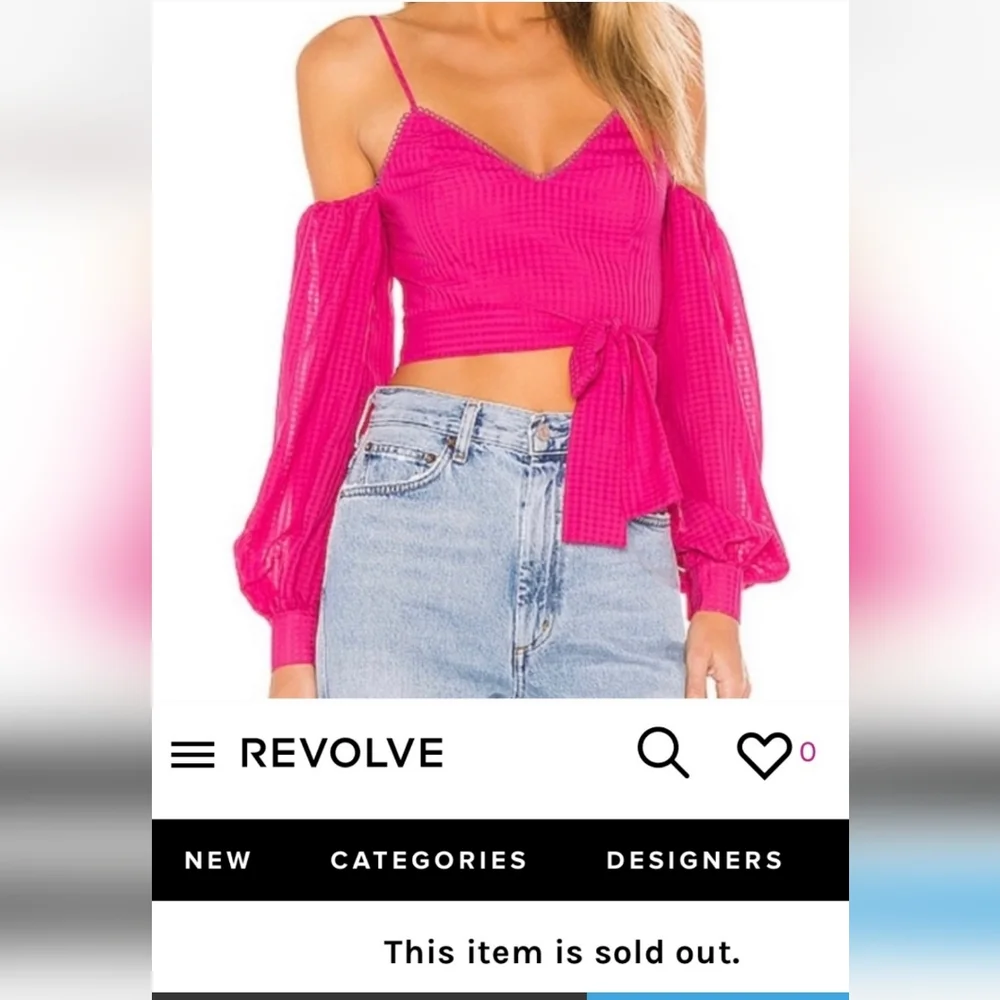 NBD Francis Crop long sleeved Corset top blouse in Fuchsia size XS **w/o sash**