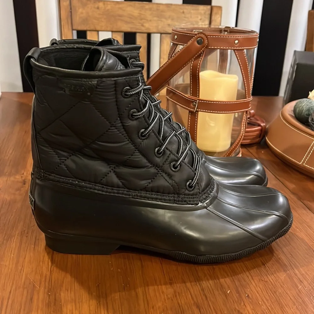 Sperry Saltwater Duck Nylon Boots black new Mens Size 9.5