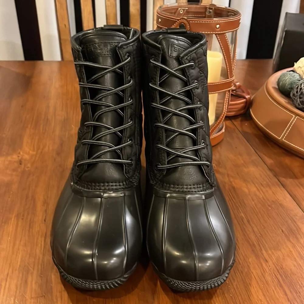 Sperry Saltwater Duck Nylon Boots black new Mens Size 9.5