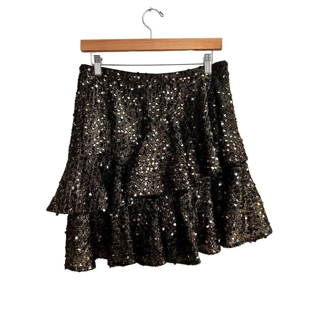 🆕 NWT Tularosa Mara Sequin Ruffle Skirt Size L