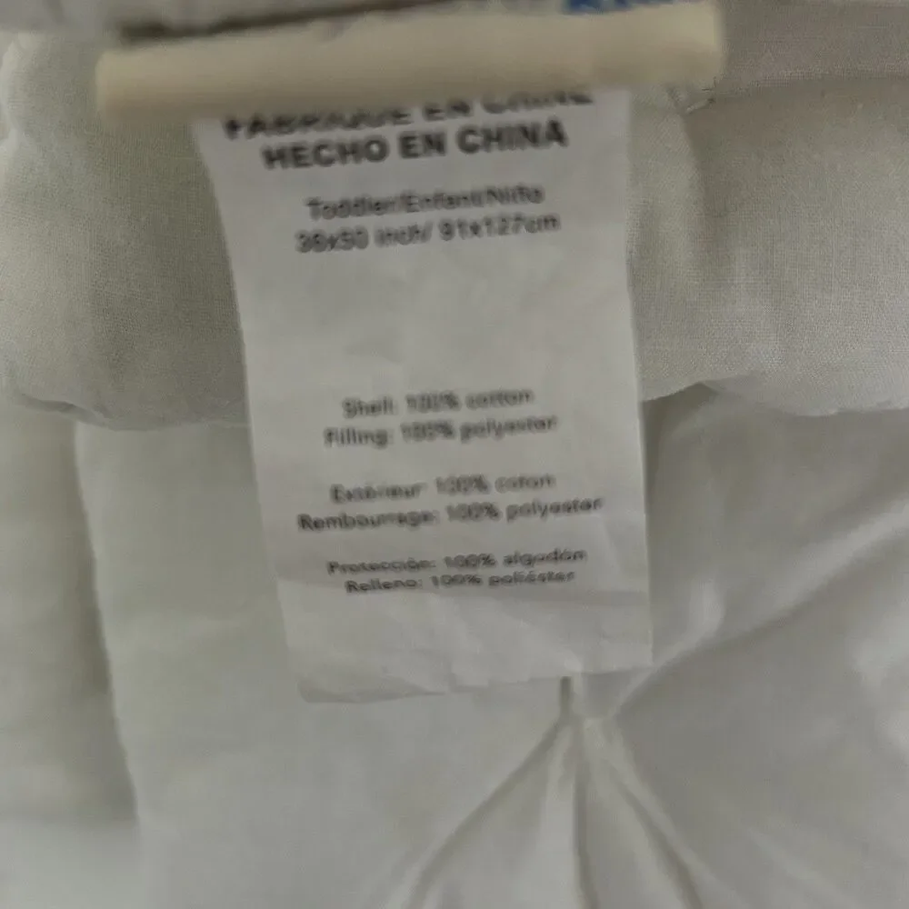 Pottery Barn Kids Baby Toddler Quilt White Embroidered Metallic Flowers Tassels