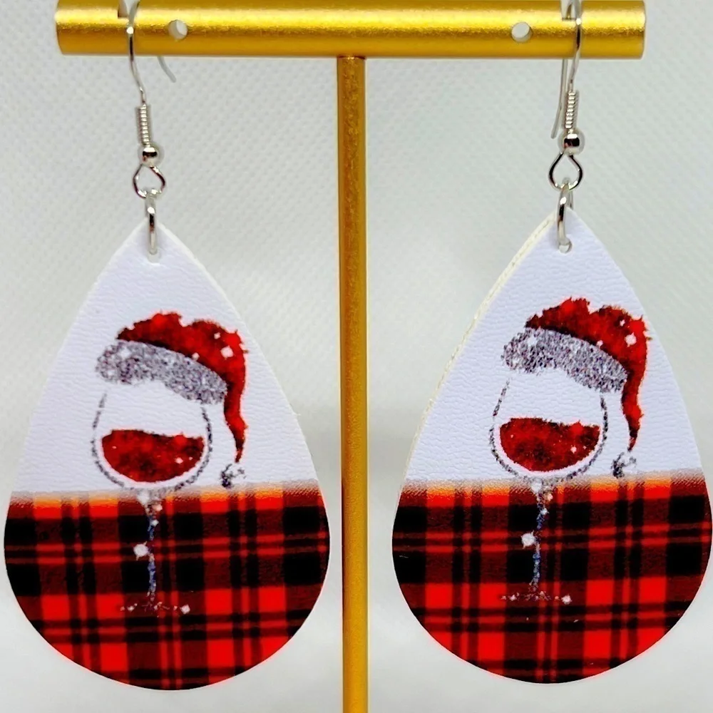 Christmas Wine Glass Earrings