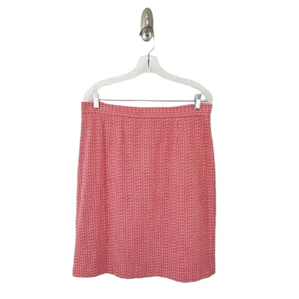Studio Liz Claiborne Vintage Coral Orange Boucle Tweed Pencil Skirt Size 14