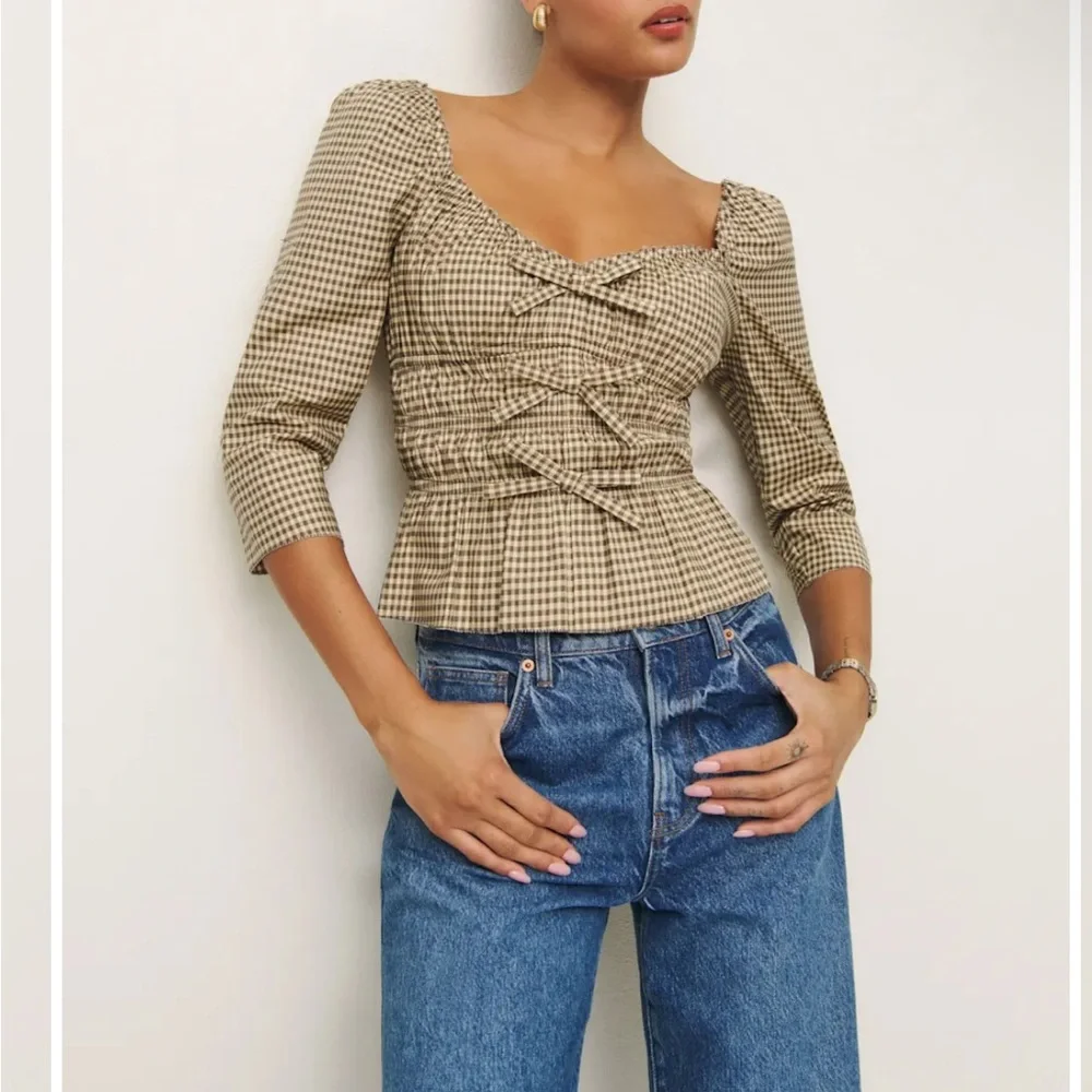 Reformation checkered blouse