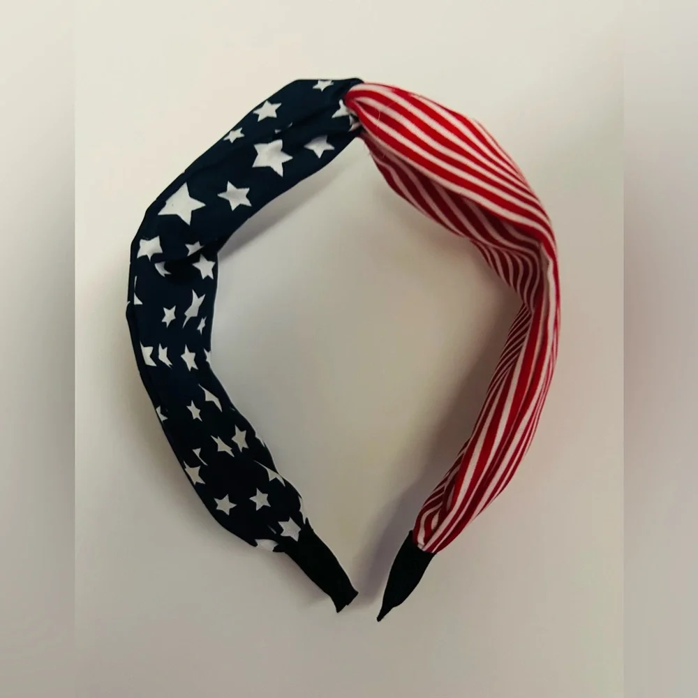 New Seasonal Collection Patriotic Headband Stars Stripes Red White Blue Cloth