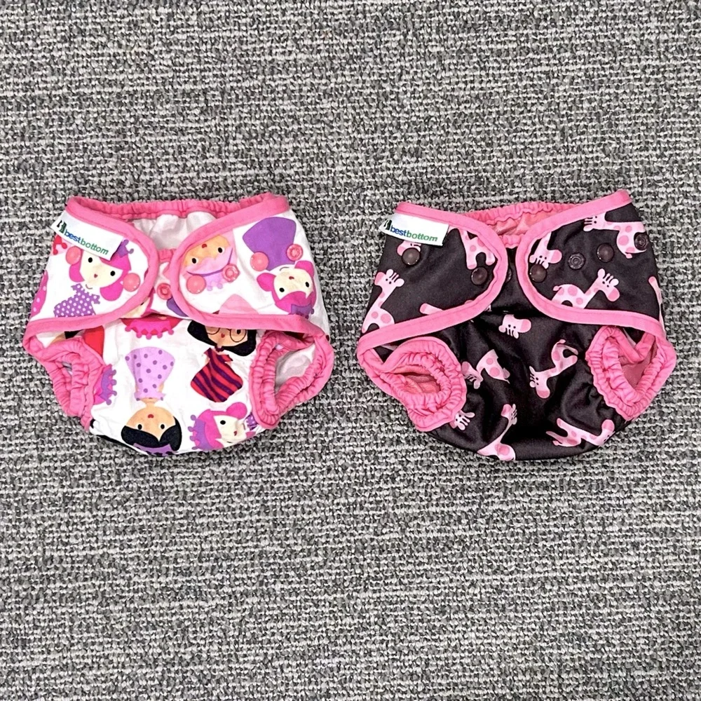 Best Bottoms Girls Cloth Diaper One Size Cover Set of Two 8lbs - 35lbs Pink