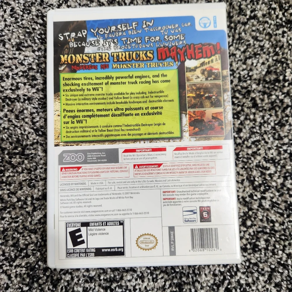 Monster Truck Mayhem - Nintendo Wii Tested Works Has‎ Stratchs