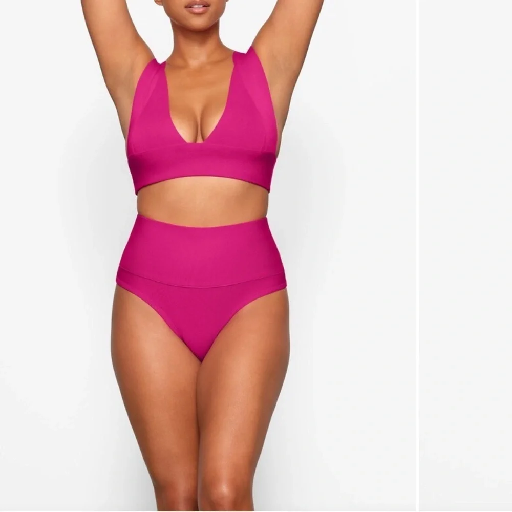 Skims Knit Beachwear High Waisted Bottom - Magenta Pink Size 3X