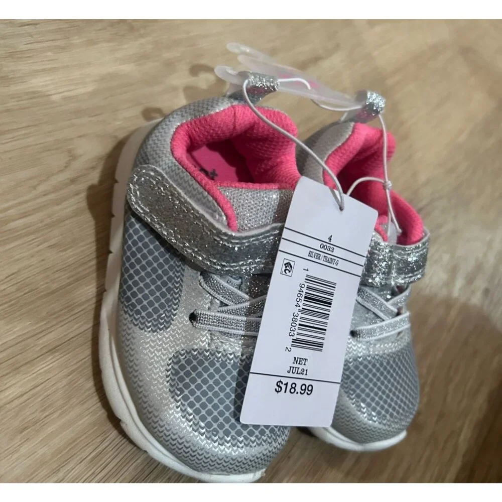 NEW Carter's Just One You® Baby Girls' Trainee Sneakers - Silver 4 - MSRP $18.99