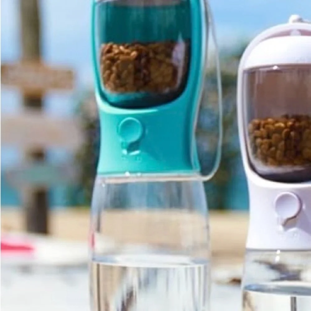 Portable Pet Water Bottle w/ Food Container