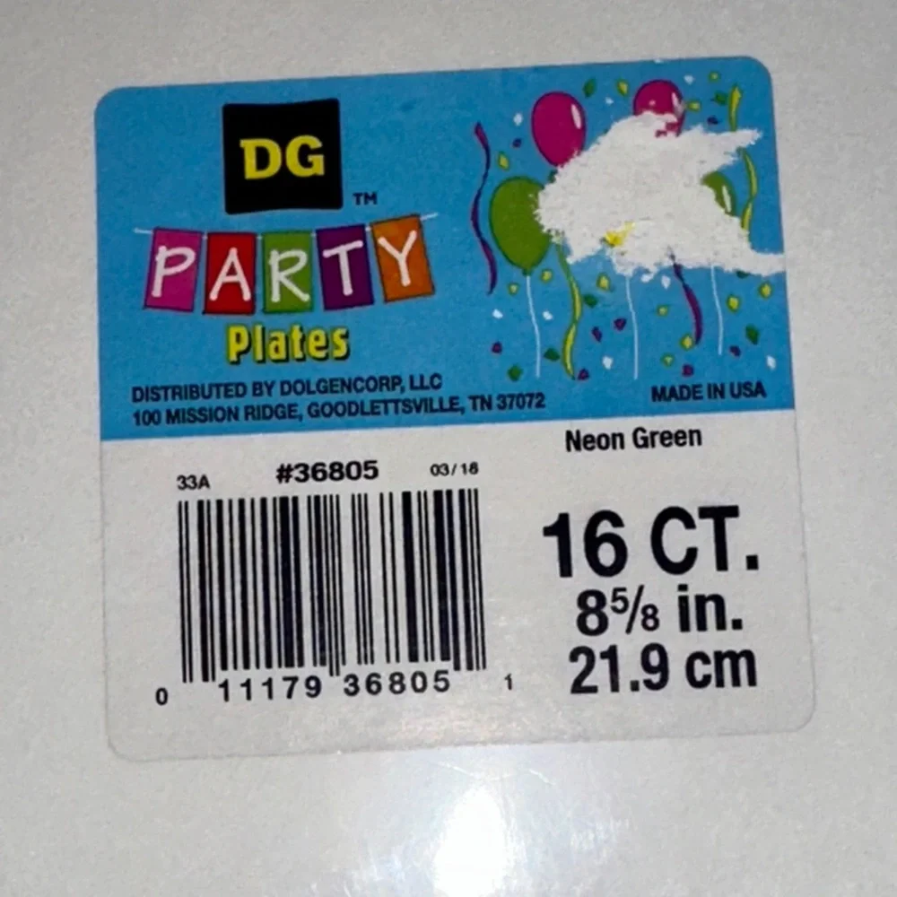 Vibrant Neon Green Large Party Plates 16 Count 8 5/8 inches