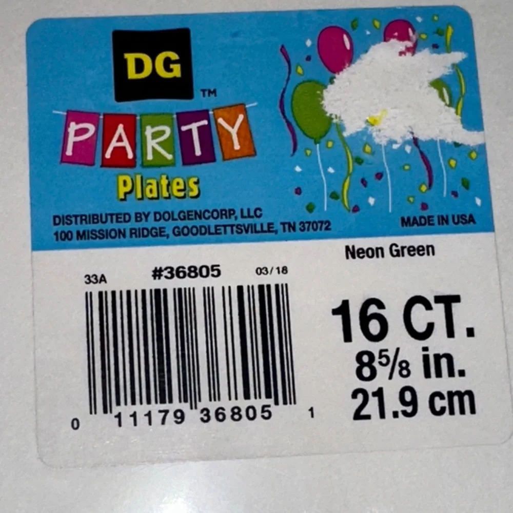 Vibrant Neon Green Large Party Plates 16 Count 8 5/8 inches
