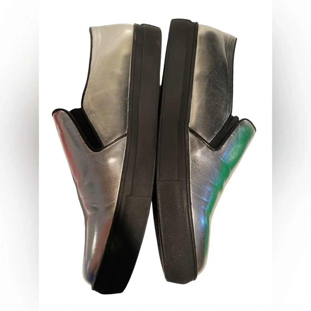 Versace 1969 RETRO silver metallic slide on sneakers size 37 (US7) black bottom
