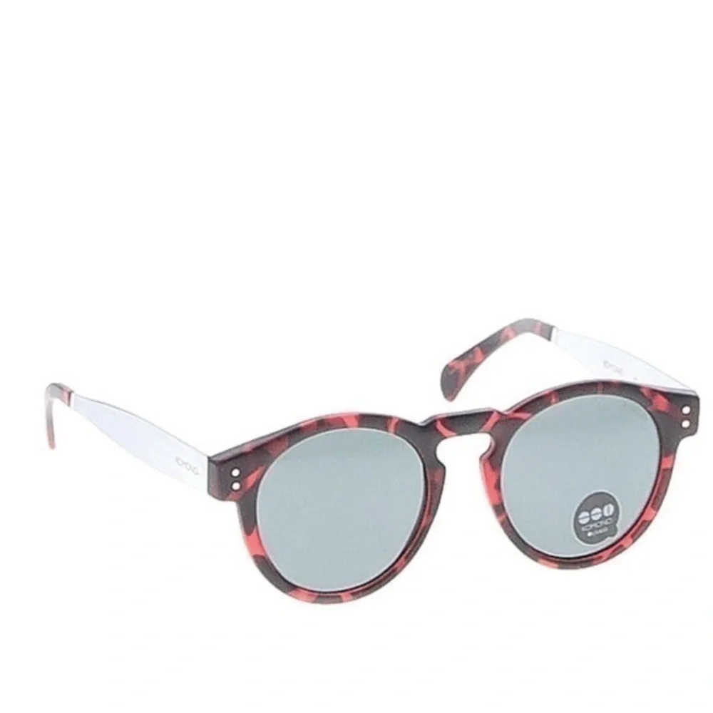 KOMONO Sunglasses Clement Metal Tortoise Silver Red/Black Round NEW
