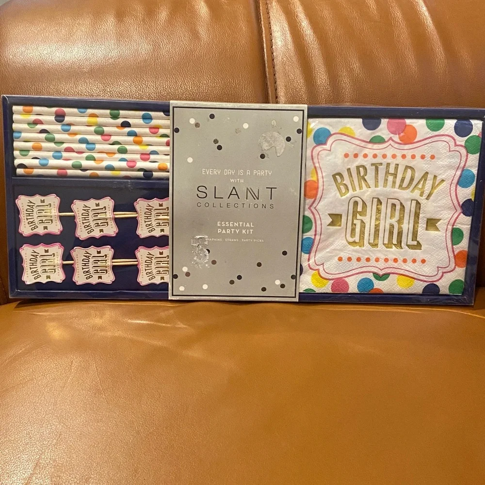 New! Slant Birthday Girl Party Set - Multicolor