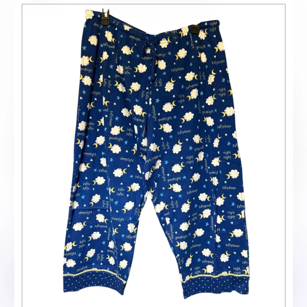 Women’s vintage Pajama Bottoms with Sheep Print in Blue Junior’s size large