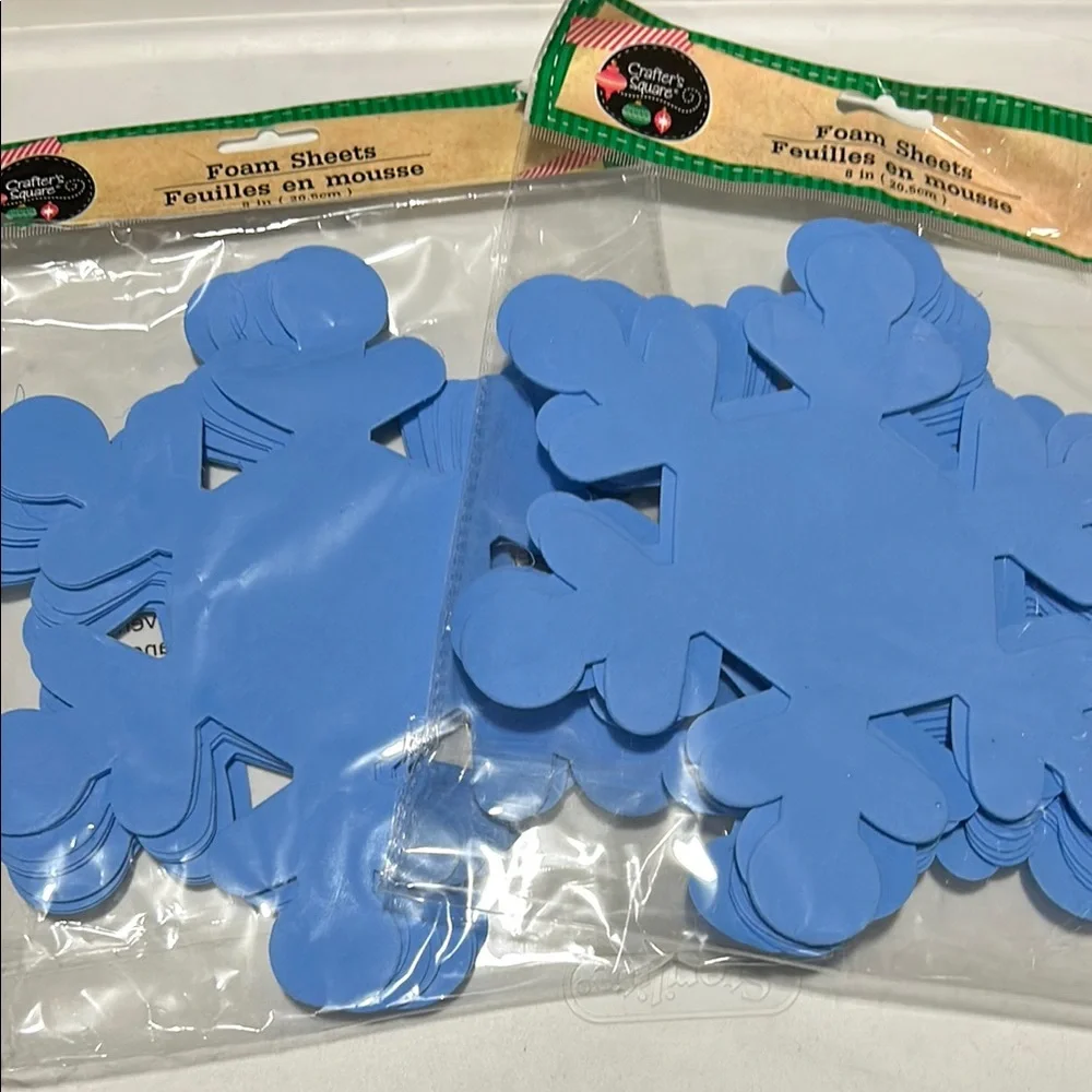 🩶5/$30 Blue 8” Snowflake Foam Sheets Two Sets of 12 Hobby Lobby NEW