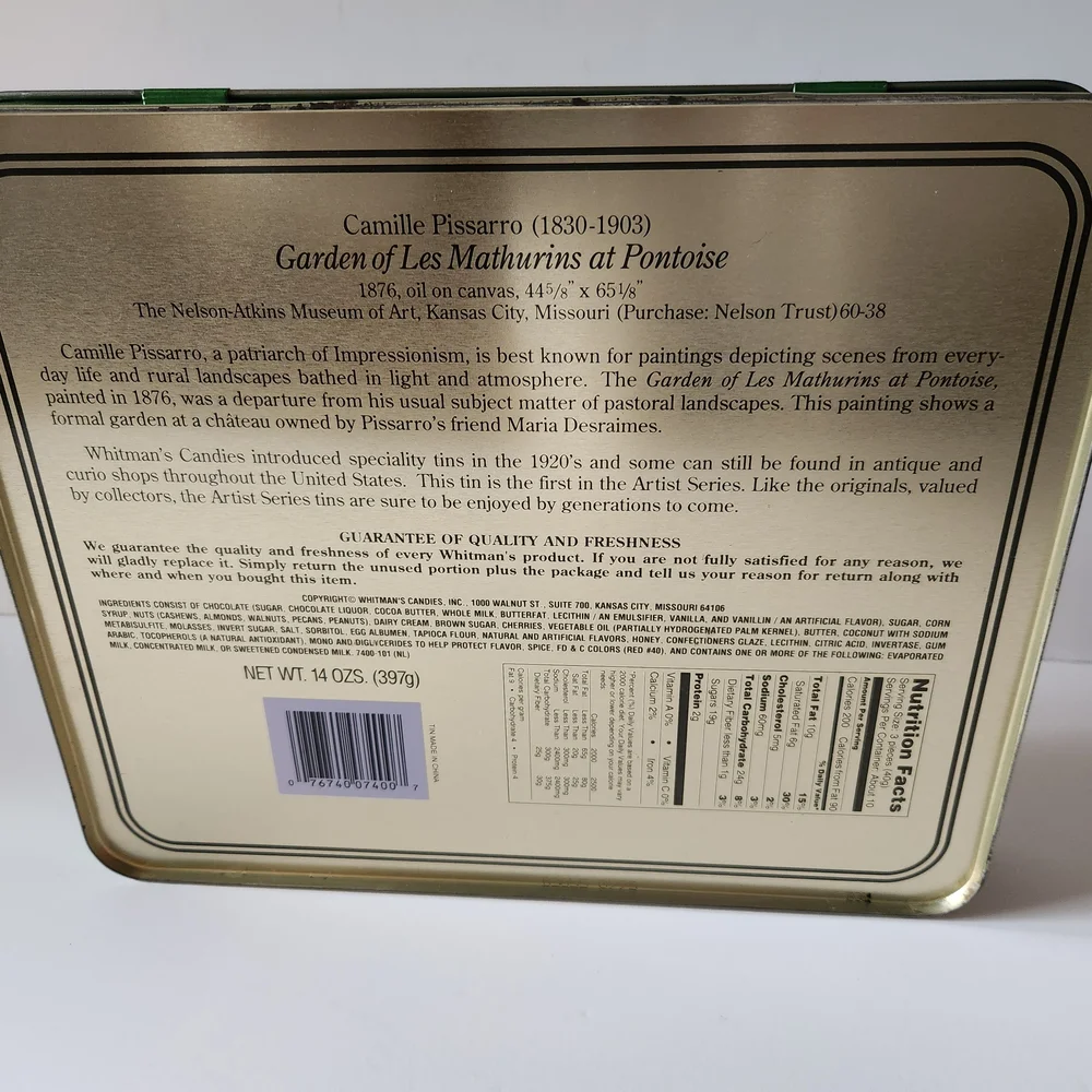 Hinged Vintage Whitman's Sampler Tin with Pissaro Graphics