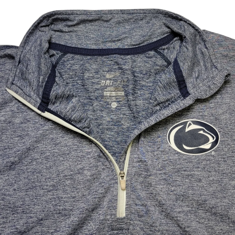 Nike Penn State Heathered Blue Long Sleeve Quarter Zip Pullover
