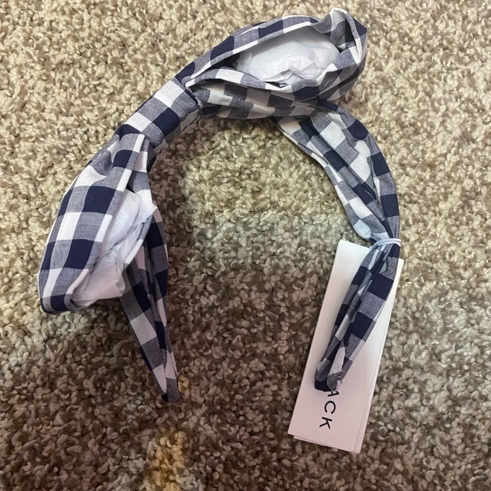 Janie and Jack Navy Checkered Bow Hairband