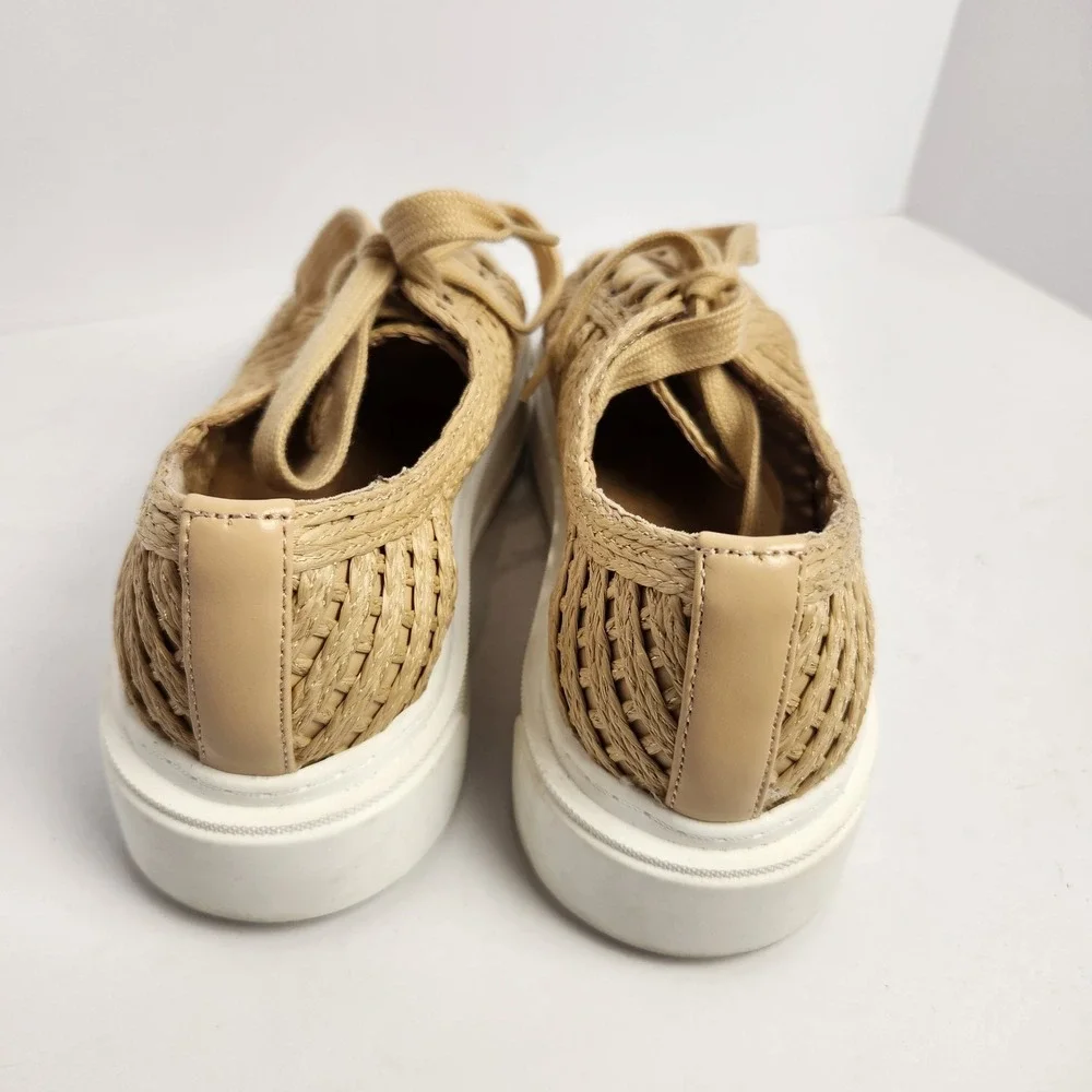 Charles David Sport Women's Raffia Platform Casual Sneakers Tan Size 7.5M
